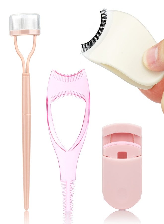 Juome 4 in 1 Eyelash Applicator Tool Kit, False Lash Clip Applicator Portable Eyelash Curlers Eyelash Separator Tool Mascara Comb Lash Buddy Set for Women Girls - Image 1